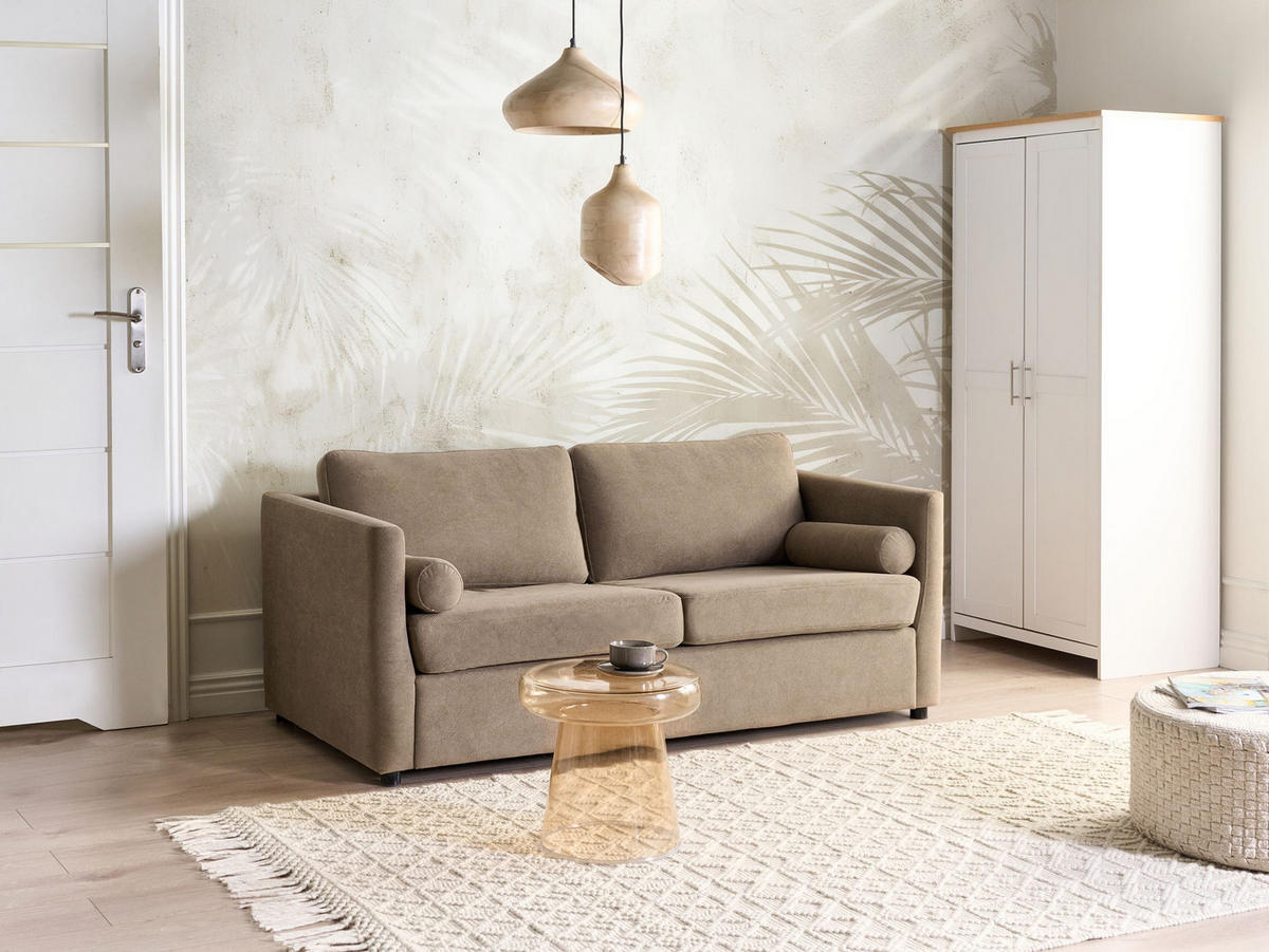 ROZKLÁDACÍ POHOVKA Látka Hnědá Inkoo - hnědá, textil (177/81/90cm) - Beliani