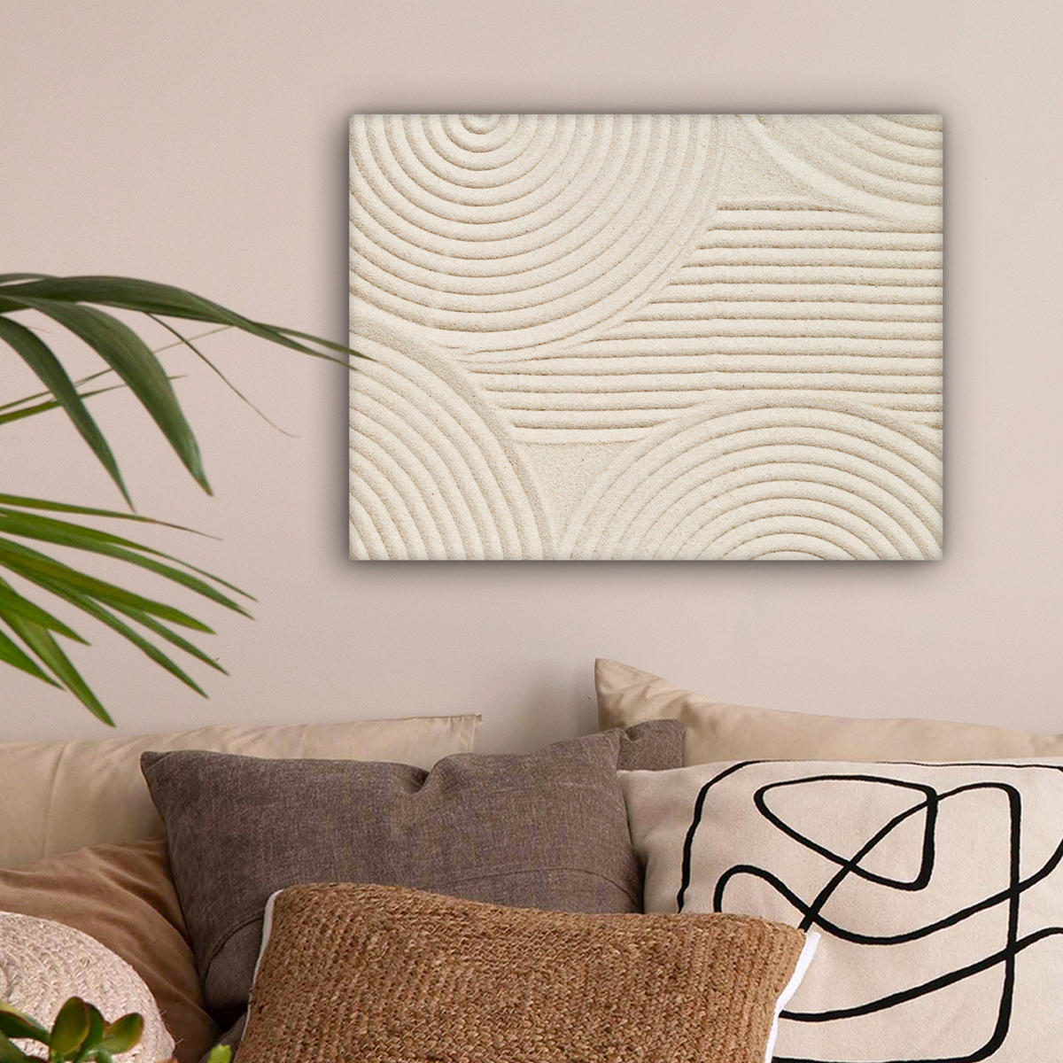 LEINWANDBILD Muster - Abstrakt - Weiß Wandbild 40x30 cm - Beige, Textil (40/30cm) - MuchoWow