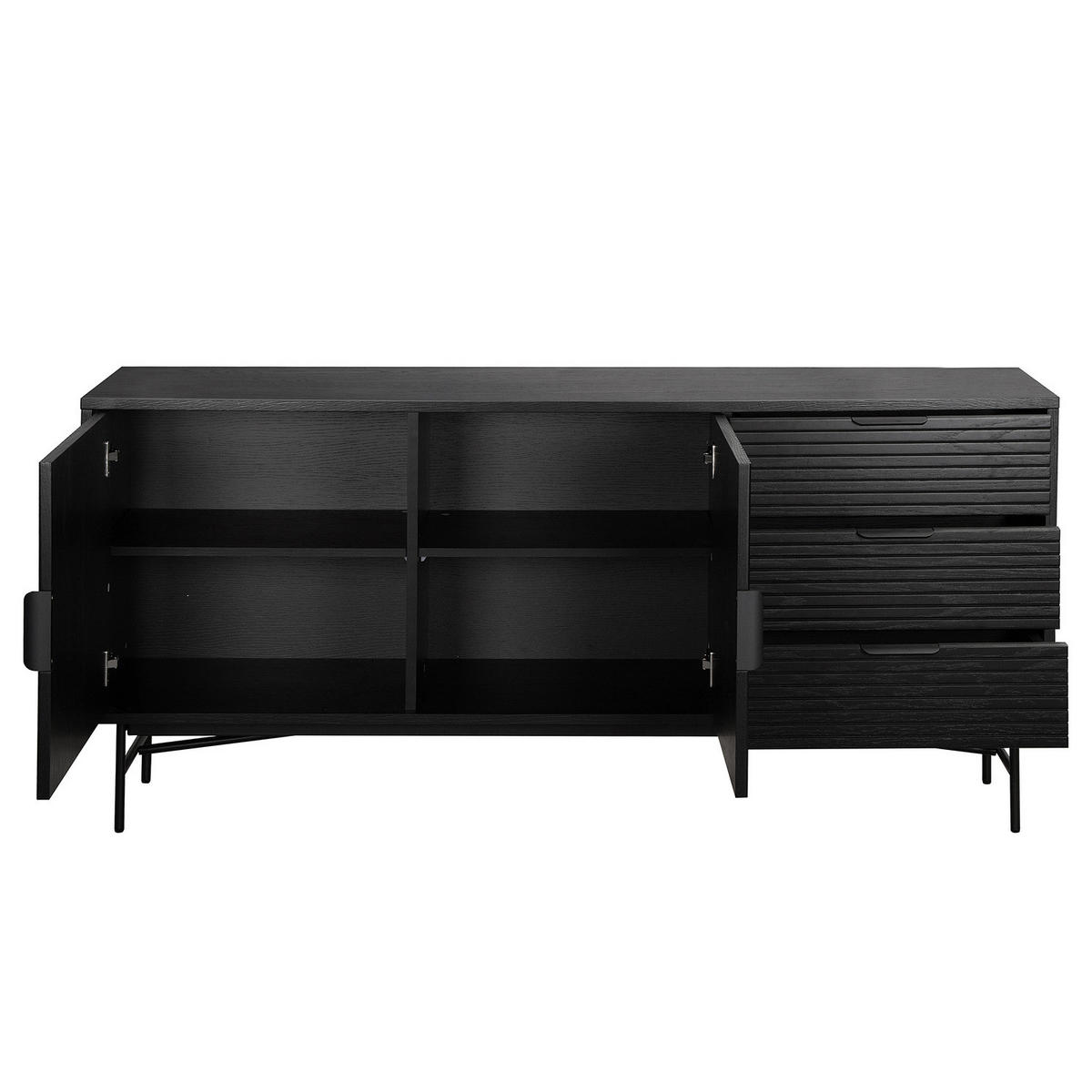 SIDEBOARD mit 2 Türen - Eichefarben/Schwarz, Holzwerkstoff/Metall (160/75/40cm) - home24