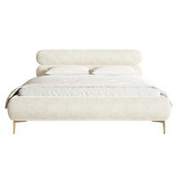 POLSTERBETT Roule Cremeweiß Chenille mit goldenen Metallbeinen 160 cm - Goldfarben/Creme, Textil/Metall (160/200cm) - Selsey