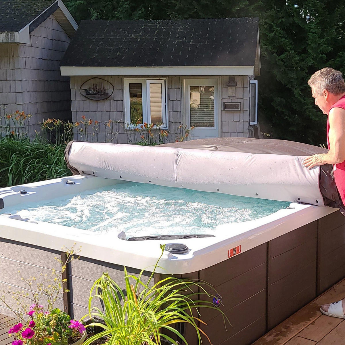 WHIRLPOOL-ABDECKUNG St. Lawrence Swim Spa 4m rollende Abdeckungen - Braun, Kunststoff (228/390cm) - Canadian Spa Company