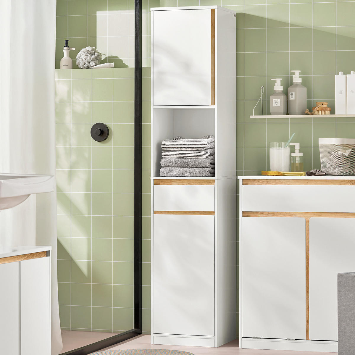 HOCHSCHRANK Weiß - Weiß, Holz/Holzwerkstoff (35/170/33cm) - SoBuy