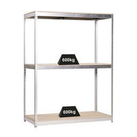 SCHWERLASTREGAL Wood Beast Three HxBxT 200 x 150 x 45 cm 3 Ebenen Fachlast 600 kg Verzinkt - Silberfarben, Metall (150/200/45cm) - PROREGAL