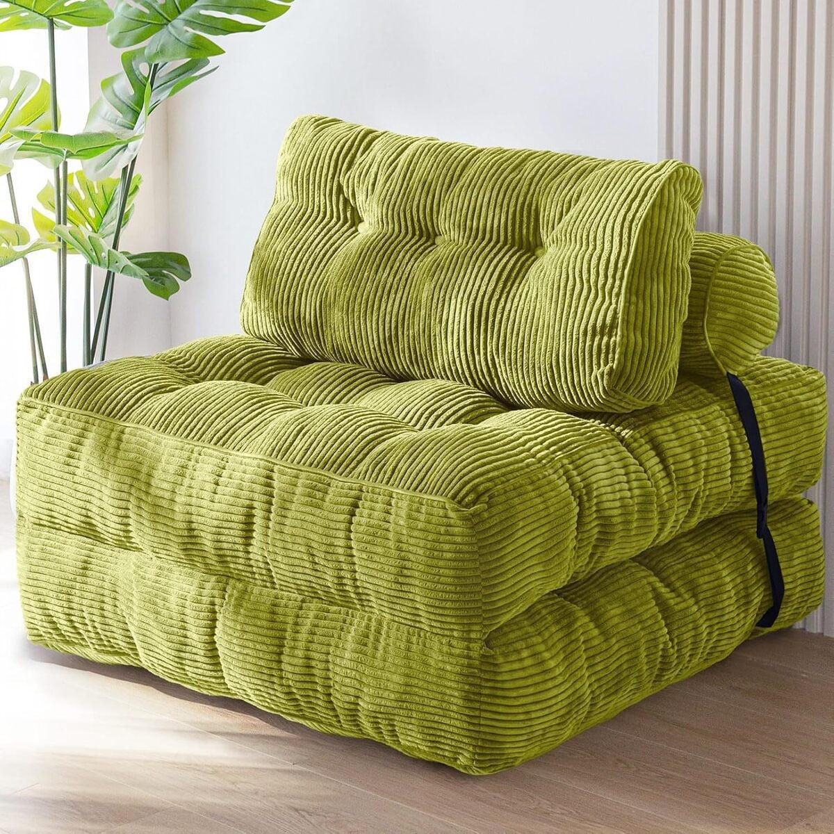 SCHLAFSESSEL Schlafsofa Sofabett Einzelsofa mit Waschbarem Kissen - Grün, Textil (85/40/85cm) - Authentics