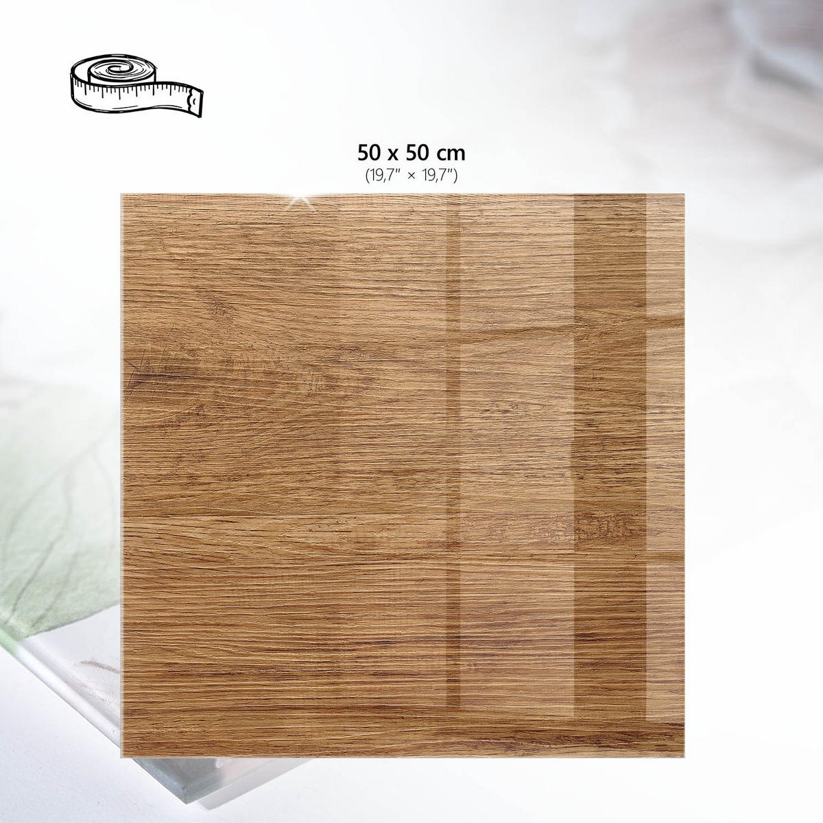 TISCHPLATTE 50x50 cm – Naturholz - Braun, Glas (50/50/0.4cm) - Wallfluent