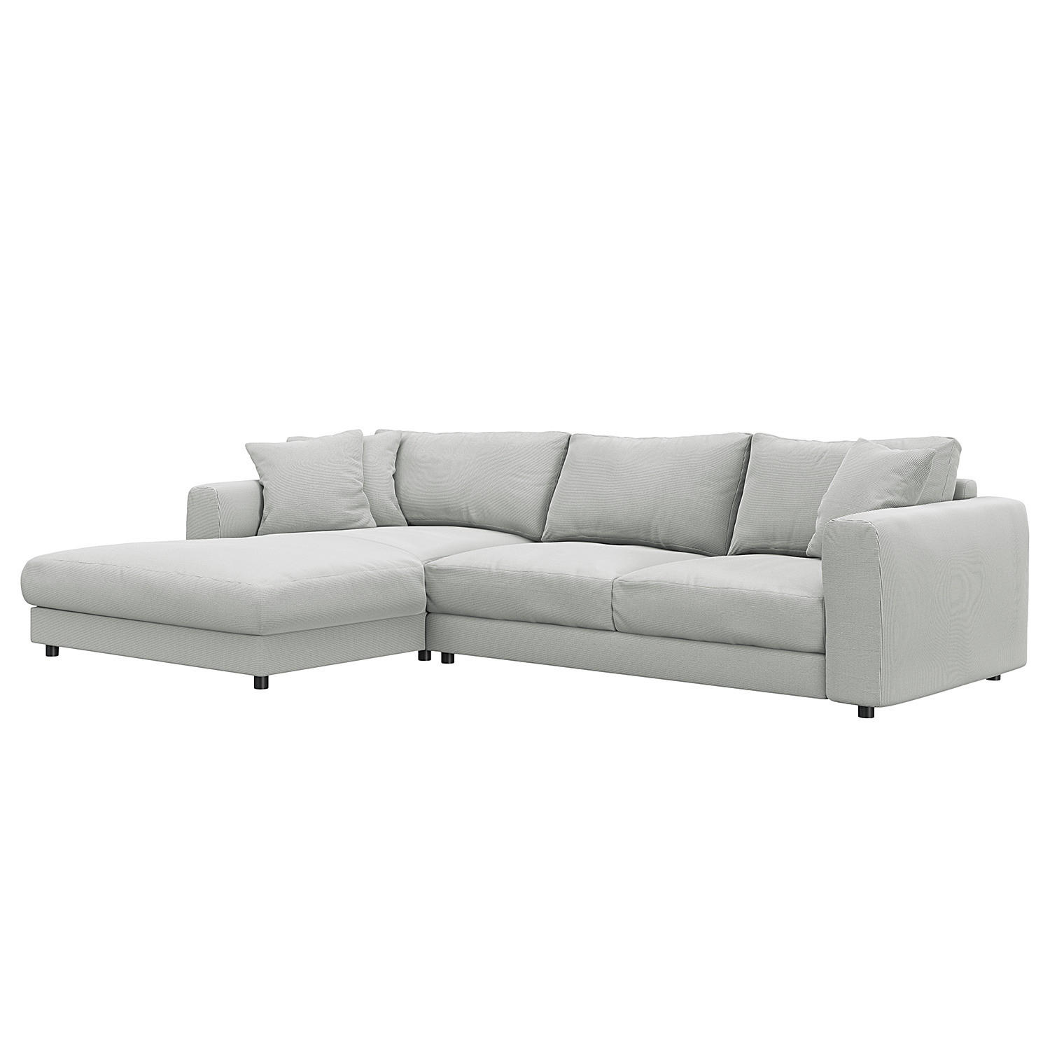 ECKSOFA mit Longchair - Schwarz/Grau, Holz/Kunststoff (286/183cm) - home24