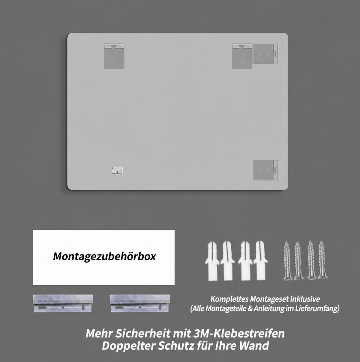 WANDSPIEGEL 60/1,5/80 cm silber aus Glas mit R50-Ecken und Aufhängung - Silberfarben, Glas (60/1.5/80cm) - OKWISH