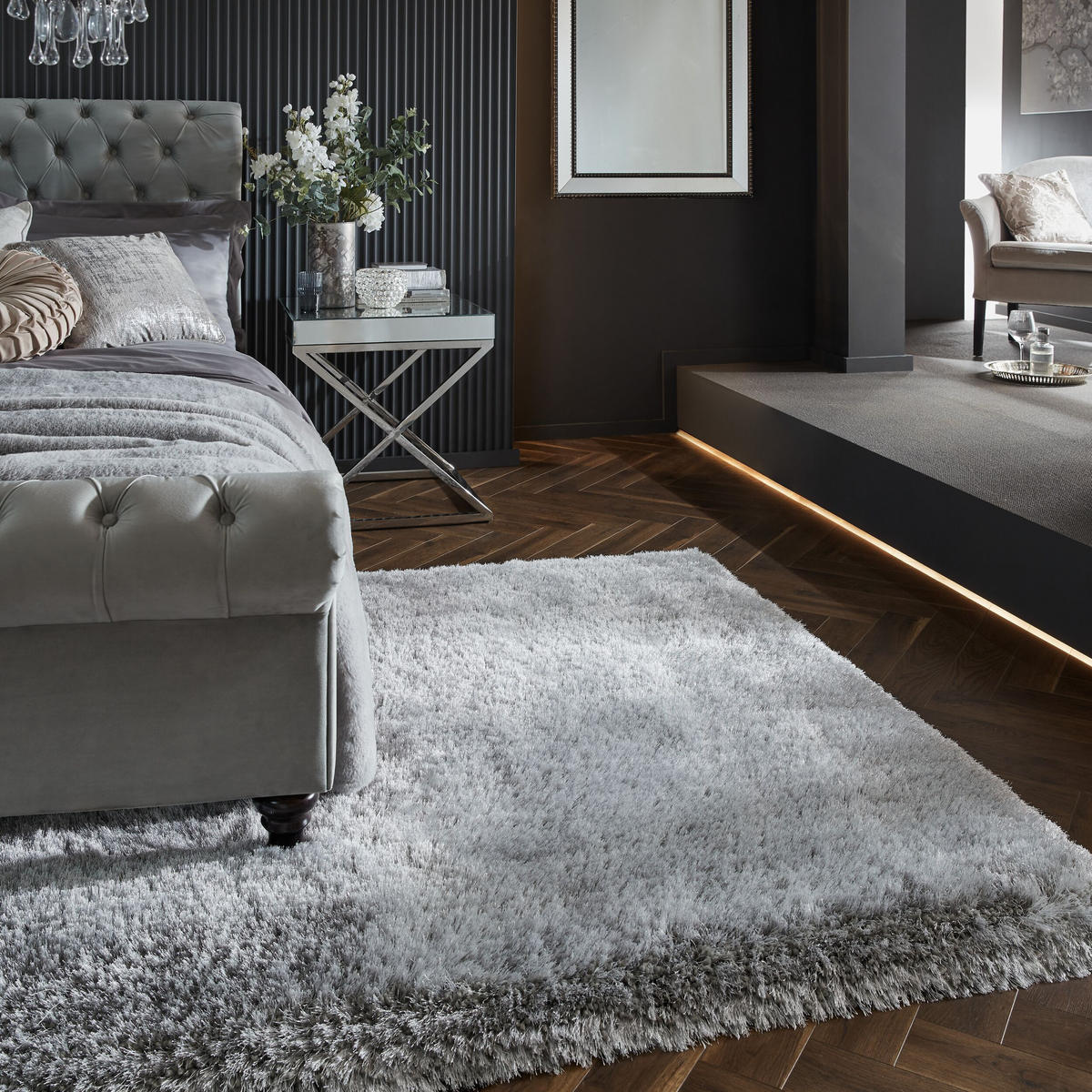 TEPPICH Hochflor Modern-Design, superweich ORWELL, Silber 120x170 cm - Silberfarben, Textil (120/170cm) - KADIMA DESIGN