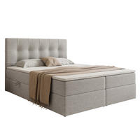 BOXBETT VENUS 200/200 cm, mit Matratze und Topper, Grau - Grau, Holzwerkstoff/Textil (200/200cm) - Idohome