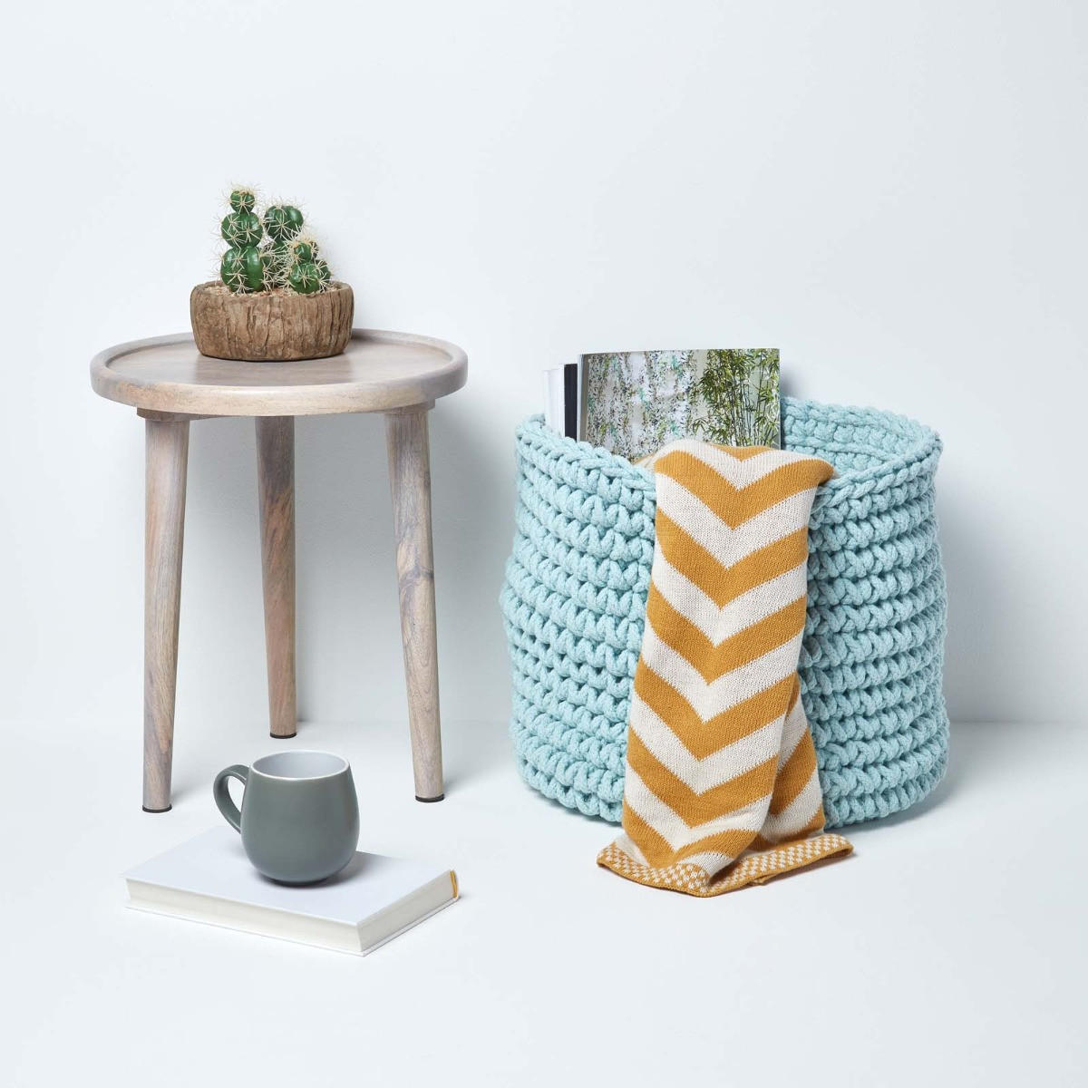 AUFBEWAHRUNGSKORB Baumwolle 42/37 cm - Pastellblau, Textil (42/42/37cm) - Homescapes