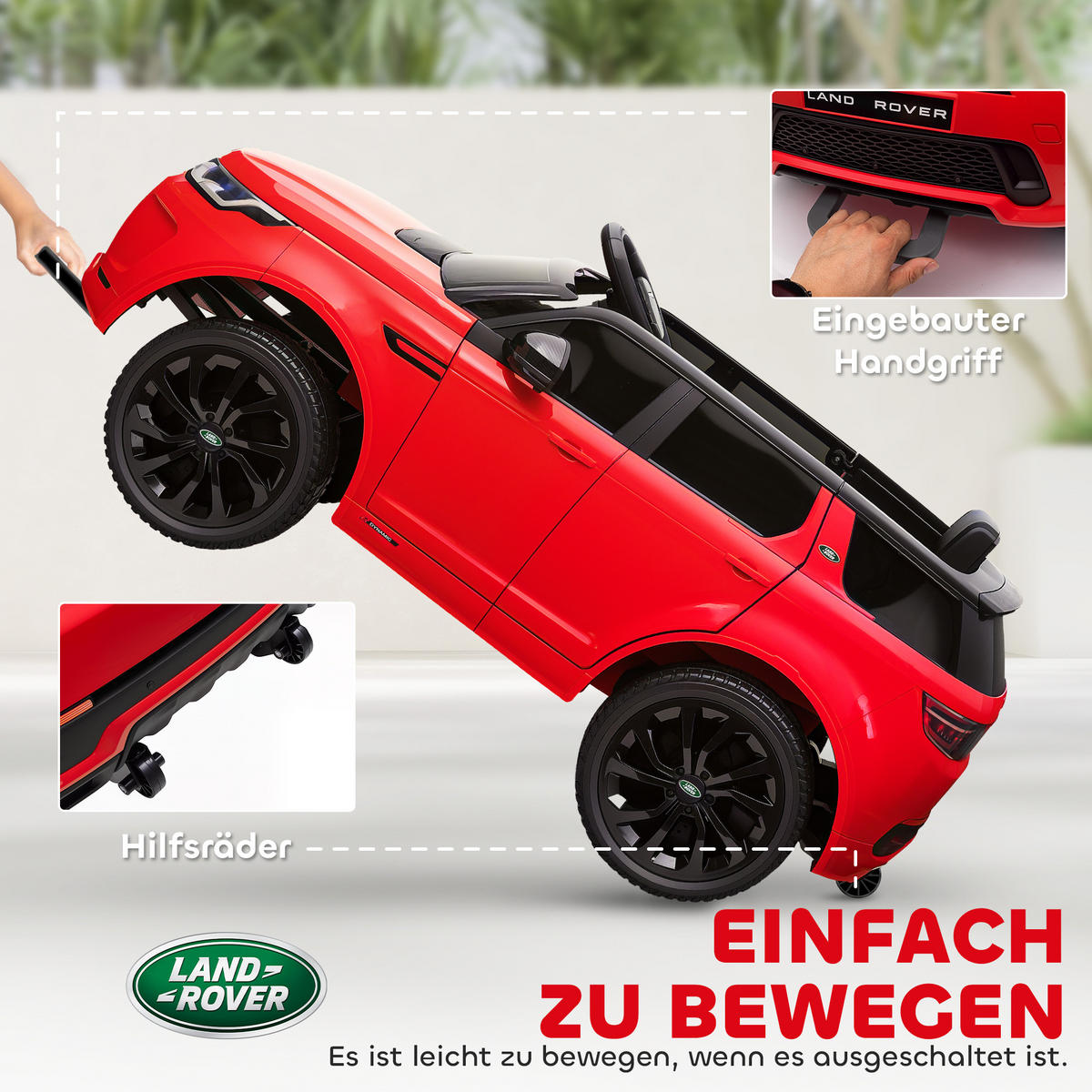 KINDER-ELEKTROAUTO DE-06141 Land Rover lizenziert mit Fernbedienung und LED Rot - Rot, Kunststoff/Metall (106/65.5/51cm) - ComfortXL
