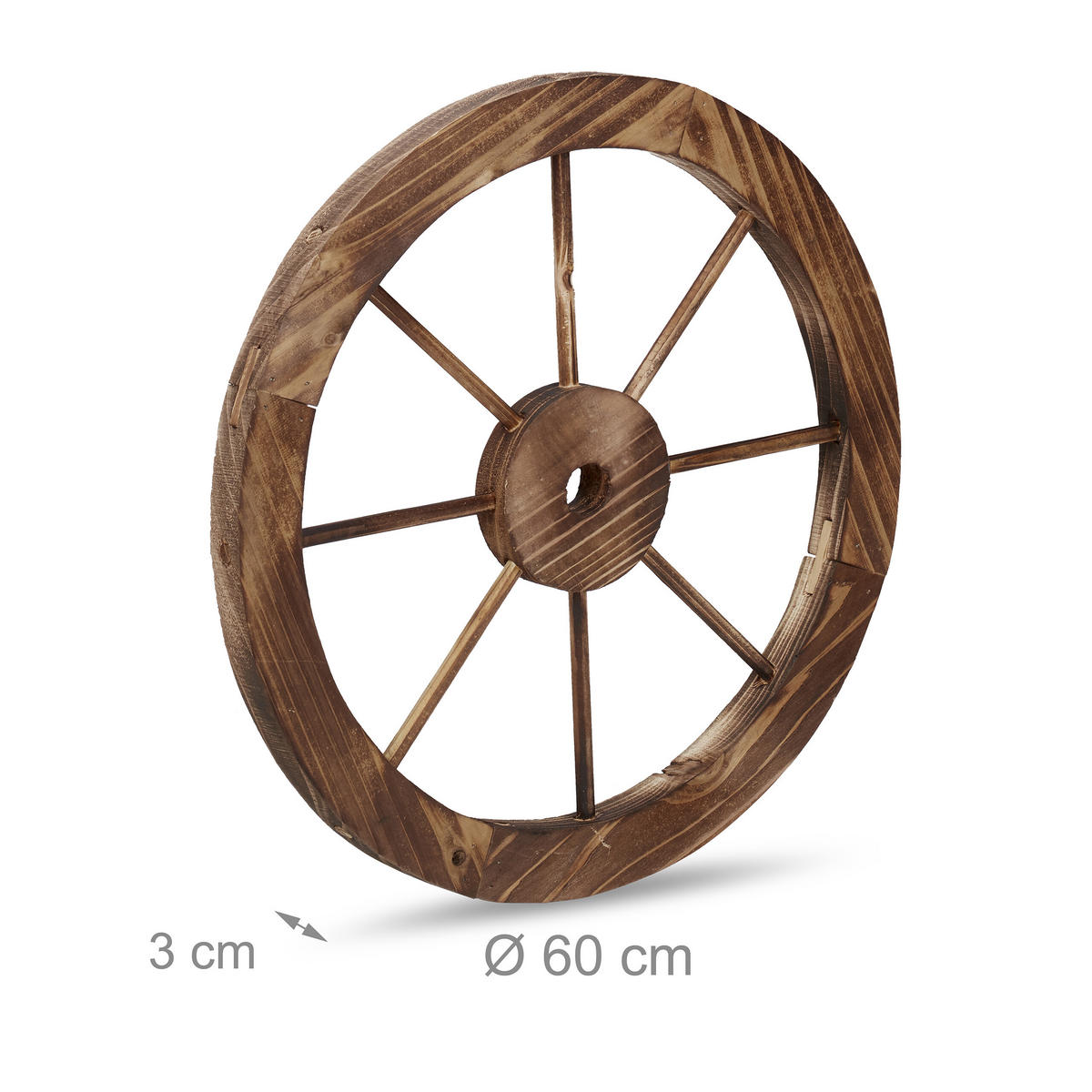 2XWAGENRAD - Braun, Holz (60/60/3cm) - Relaxdays