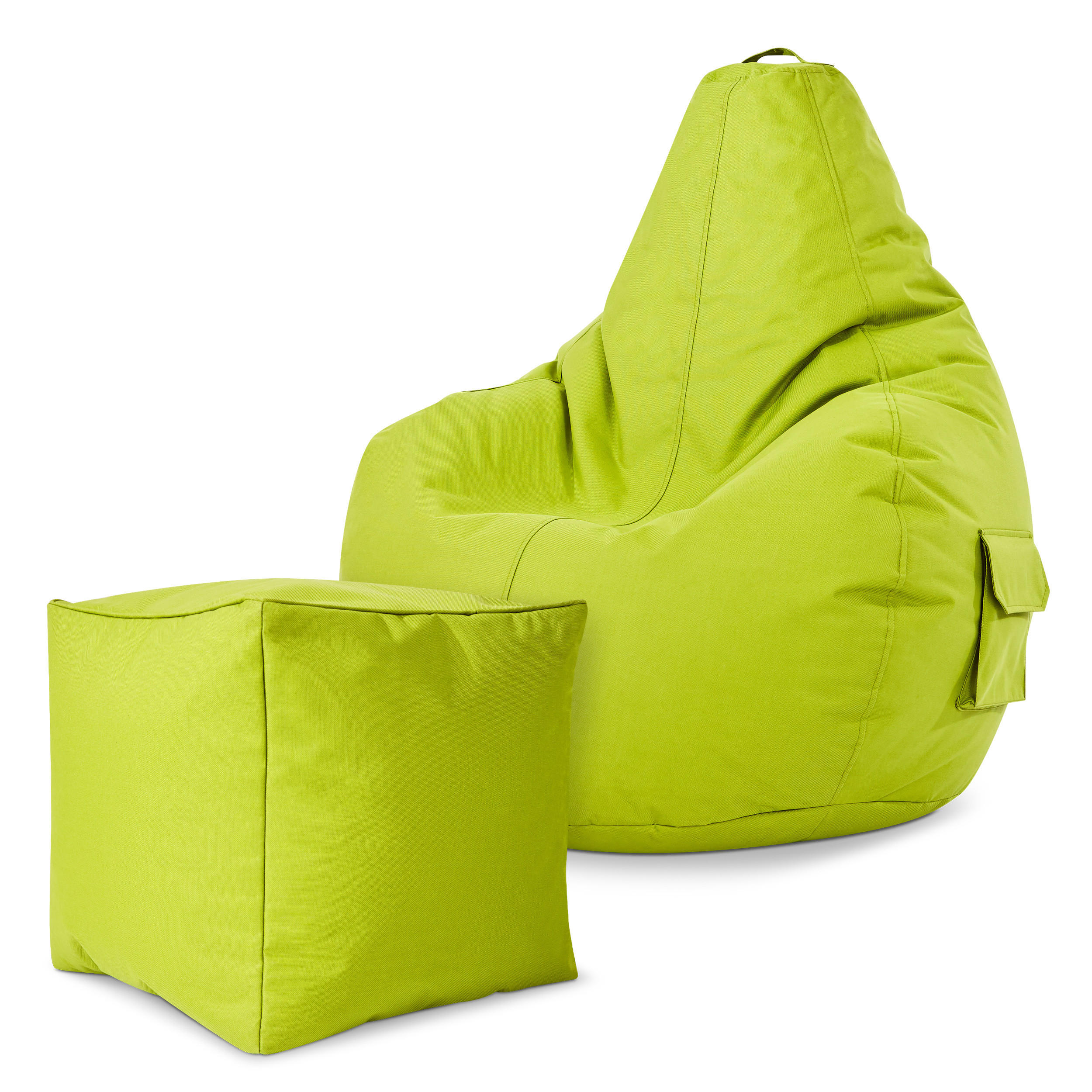 SITZSACK + Hocker "Cozy+Cube" 2er Set - Hellgrün, Textil (70/90/80cm) - Green Bean