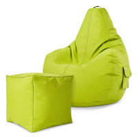 SITZSACK + Hocker "Cozy+Cube" 2er Set - Hellgrün, Textil (70/90/80cm) - Green Bean