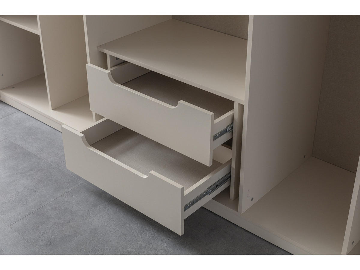KLEIDERSCHRANK Giza 6 trg. - Beige, Holzwerkstoff (260/215/60cm)
