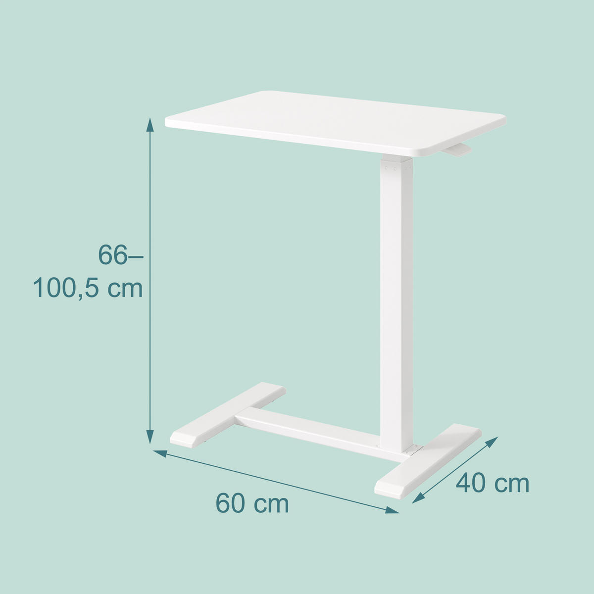 STEHPULT Weiß höhenverstellbar Rollen klappbar 66-100 cm - Weiß, Holzwerkstoff/Metall (40/60/100.5cm) - Relaxdays