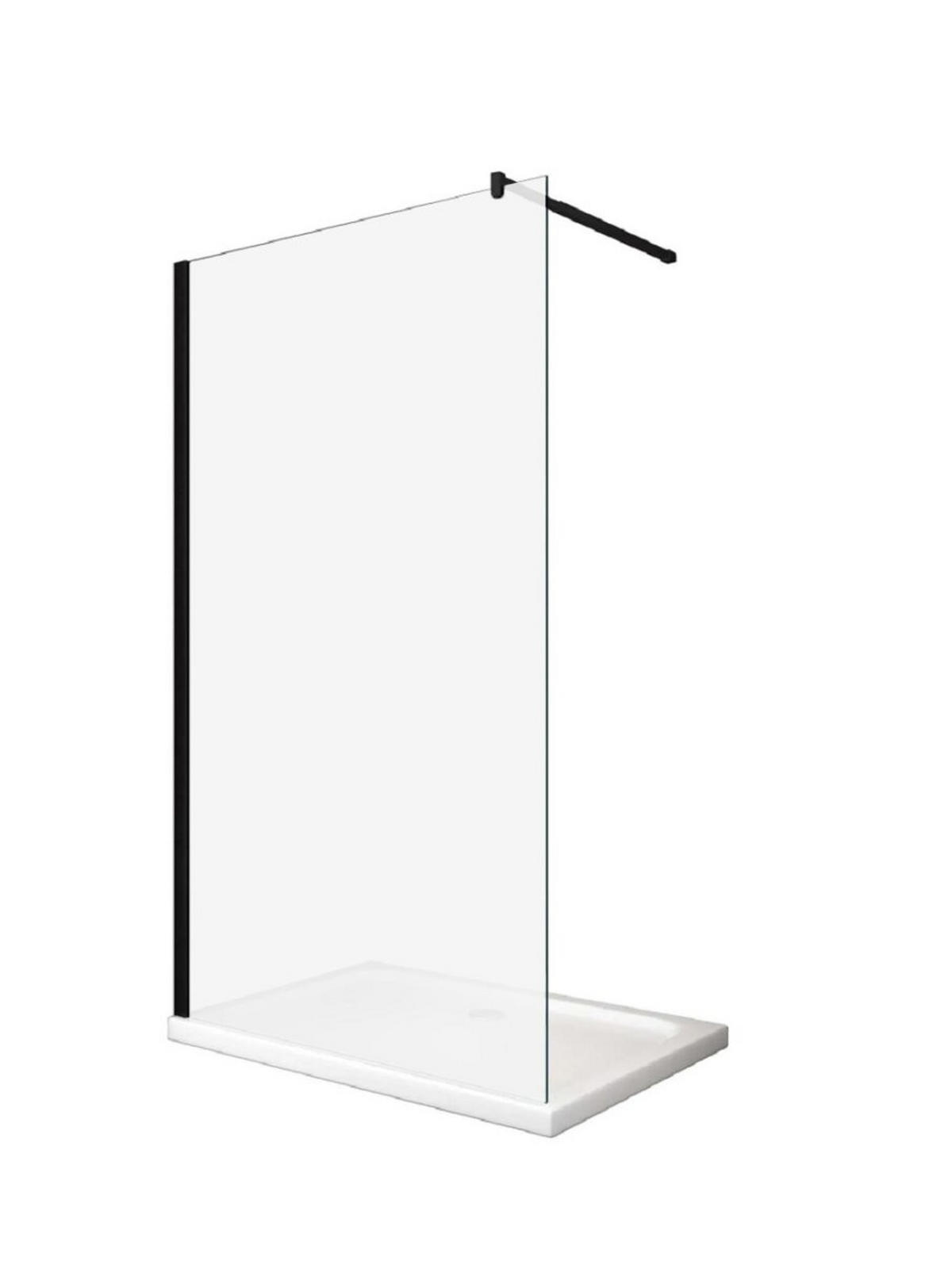 WALK-IN-DUSCHWAND 160 × 200 cm – Satiniertes ESG-Sicherheitsglas – Schwarz - Schwarz, Glas (10/160/200cm) -  Glaswerk Westfalen