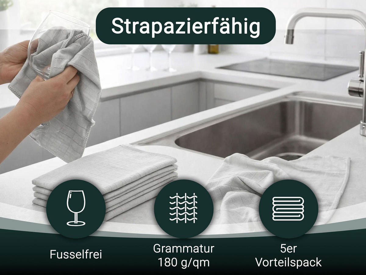REINIGUNGSTÜCHER, 5er-Set, 40x60 cm, 80% Polyester, 20% Polyamid, Grau - Silberfarben, Textil (40/60cm) - Zollner