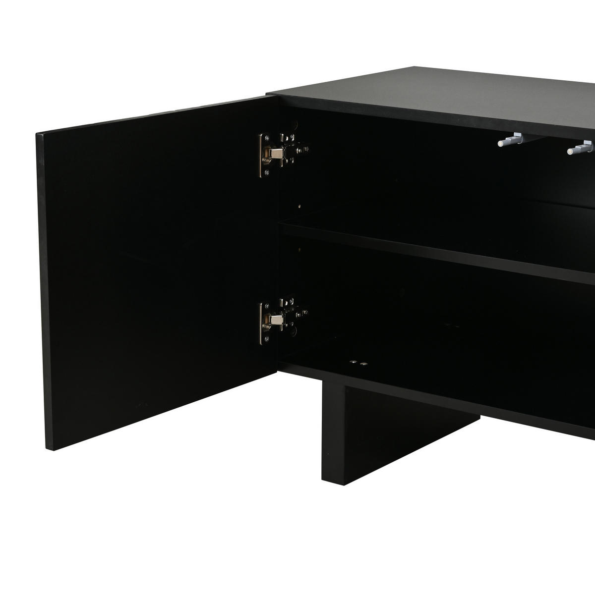 TV-LOWBOARD 180/40/55 cm schwarz aus Spanplatte mit 4 Türen - Schwarz, Holzwerkstoff (180/55/40cm) - OKWISH