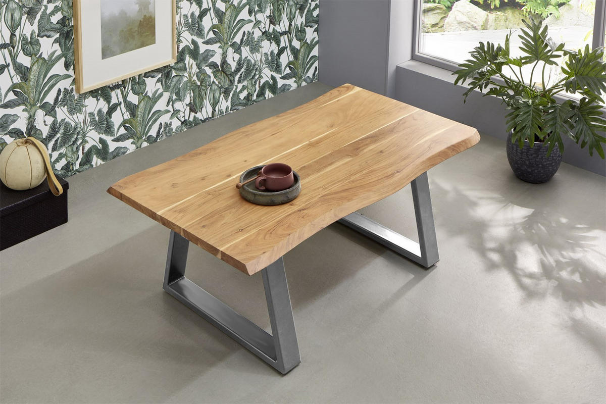 COUCHTISCH MATTEO - Beige/Silberfarben, Holz/Metall (70/120/40cm) - SAM