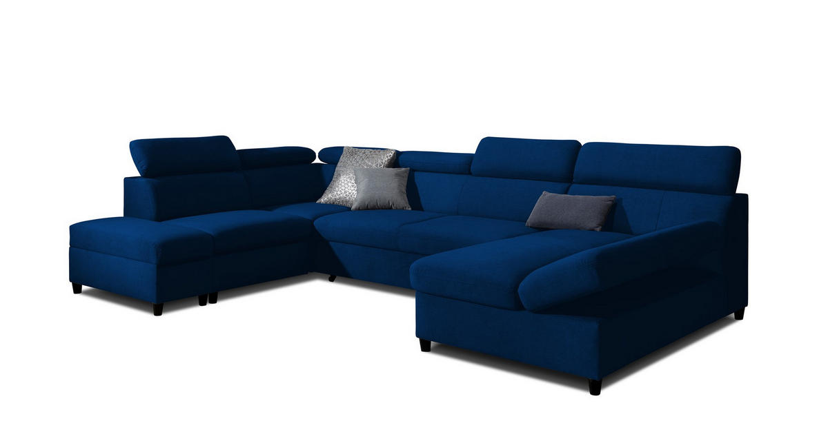WOHNLANDSCHAFT Schlafsofa Anton - Dunkelblau, Holzwerkstoff/Textil (342/96/205cm) - Fun Möbel