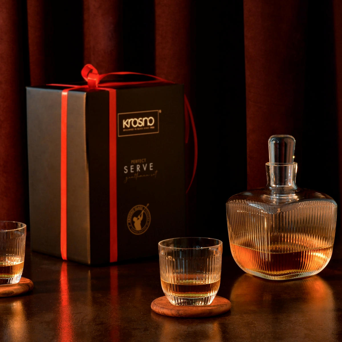 WHISKY SET, 3er-Set, 1000 ml / 200 ml, Hangemacht - Transparent, Glas (1L) - Krosno Glass