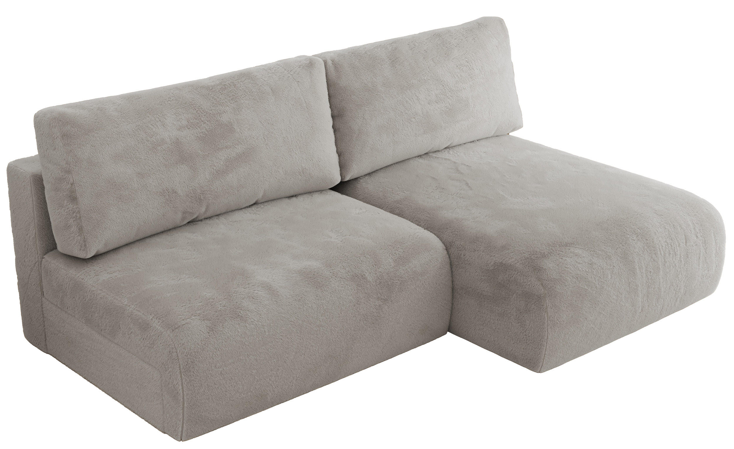 ECKSCHLAFSOFA VIVO L Hellgrau Plüsch - rechts - Hellgrau/Schwarz, Kunststoff/Textil (150/223cm) - MKS