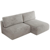 ECKSCHLAFSOFA VIVO L Hellgrau Plüsch - rechts - Hellgrau/Schwarz, Kunststoff/Textil (150/223cm) - MKS