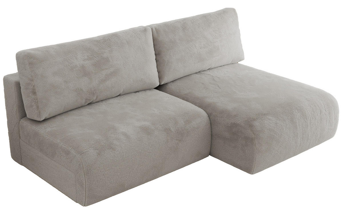 ECKSCHLAFSOFA VIVO L Hellgrau Plüsch - rechts - Hellgrau/Schwarz, Kunststoff/Textil (150/223cm) - MKS