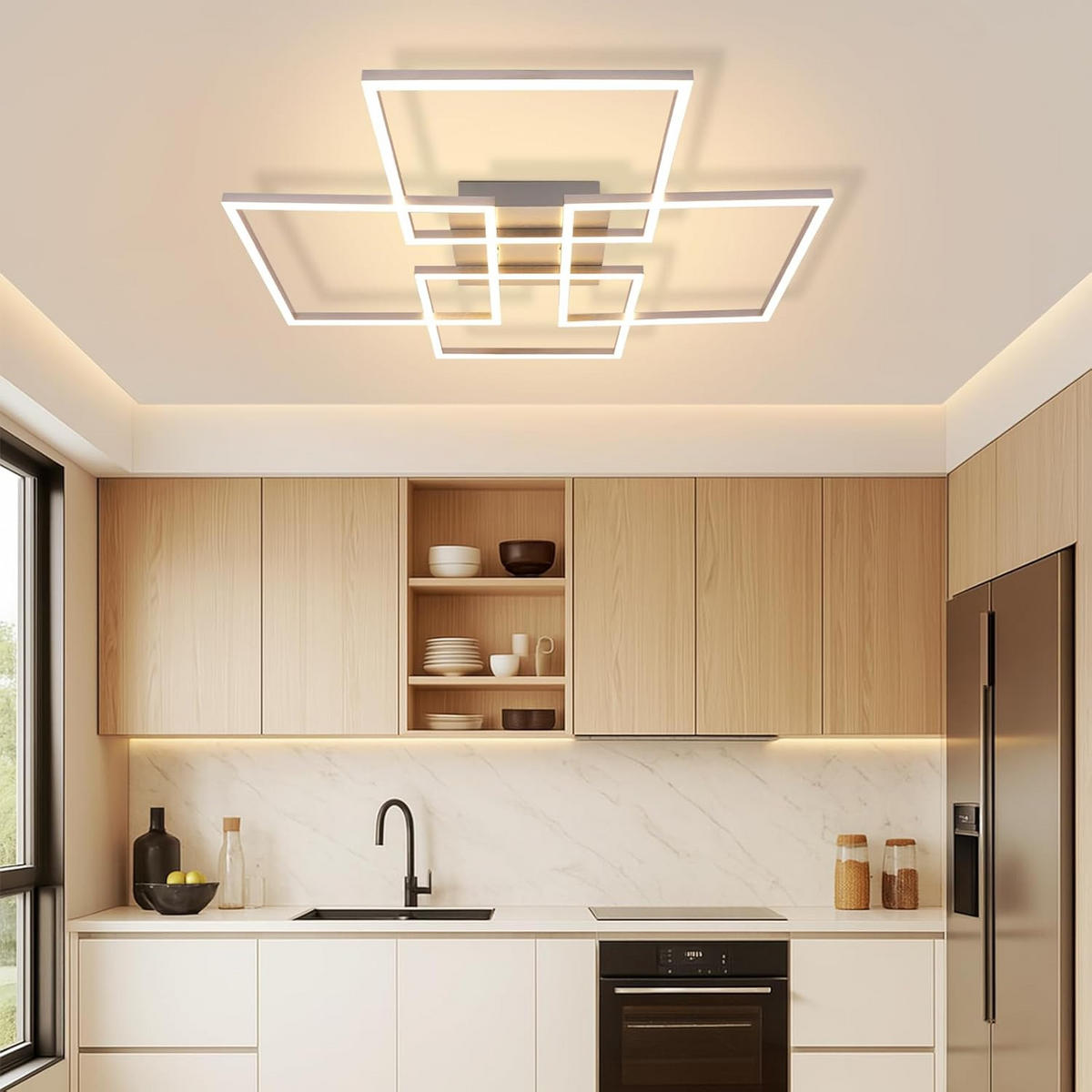 LED-DECKENLEUCHTE Morgengrim 72.4/7.3/72.4 cm - Silberfarben, Metall (72.4/72.4/7.3cm) - ZMH