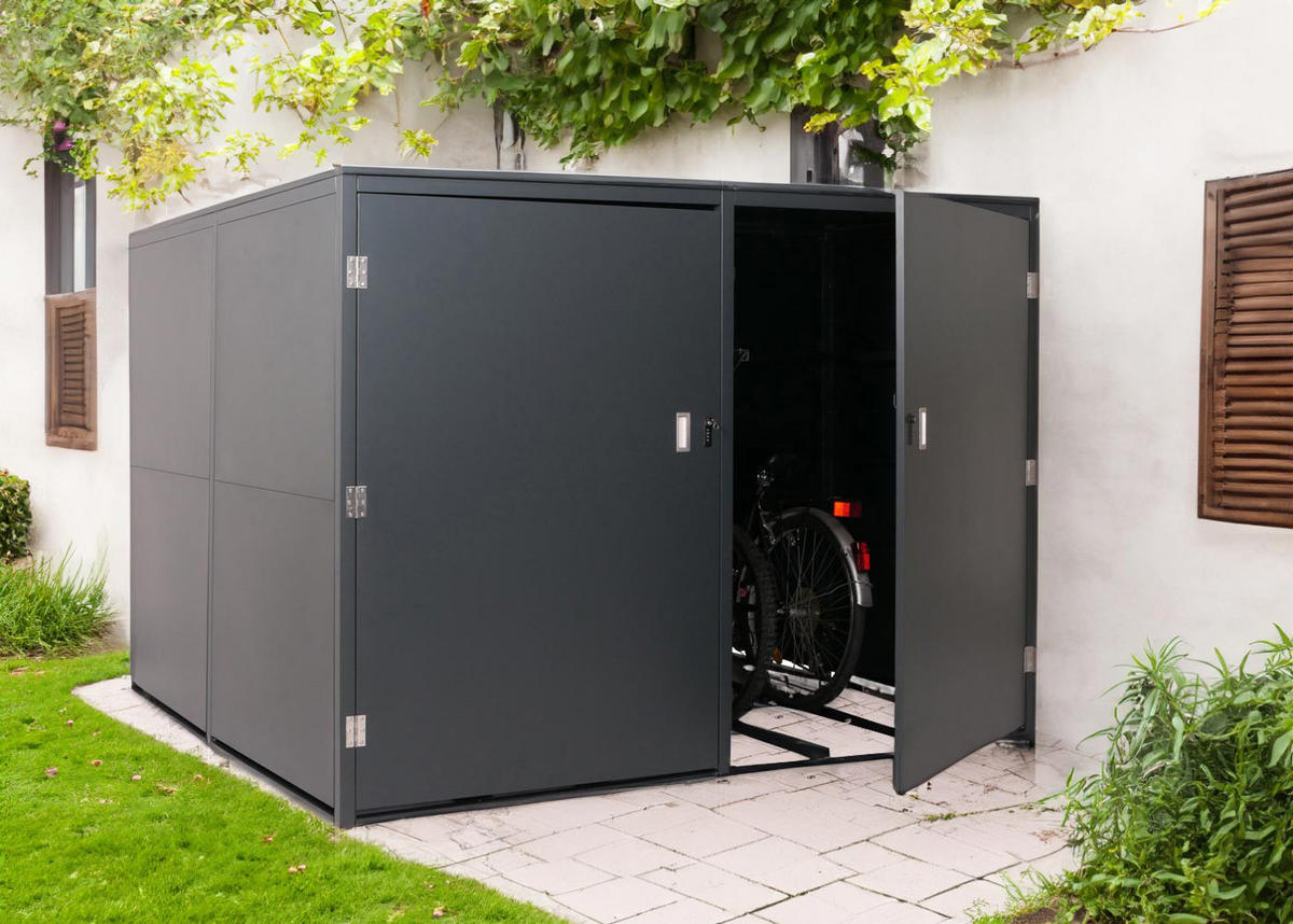 4ER-FAHRRADGARAGE L56C rechteckig Anthrazit - Anthrazit, Metall (222/160/208cm) - MCW