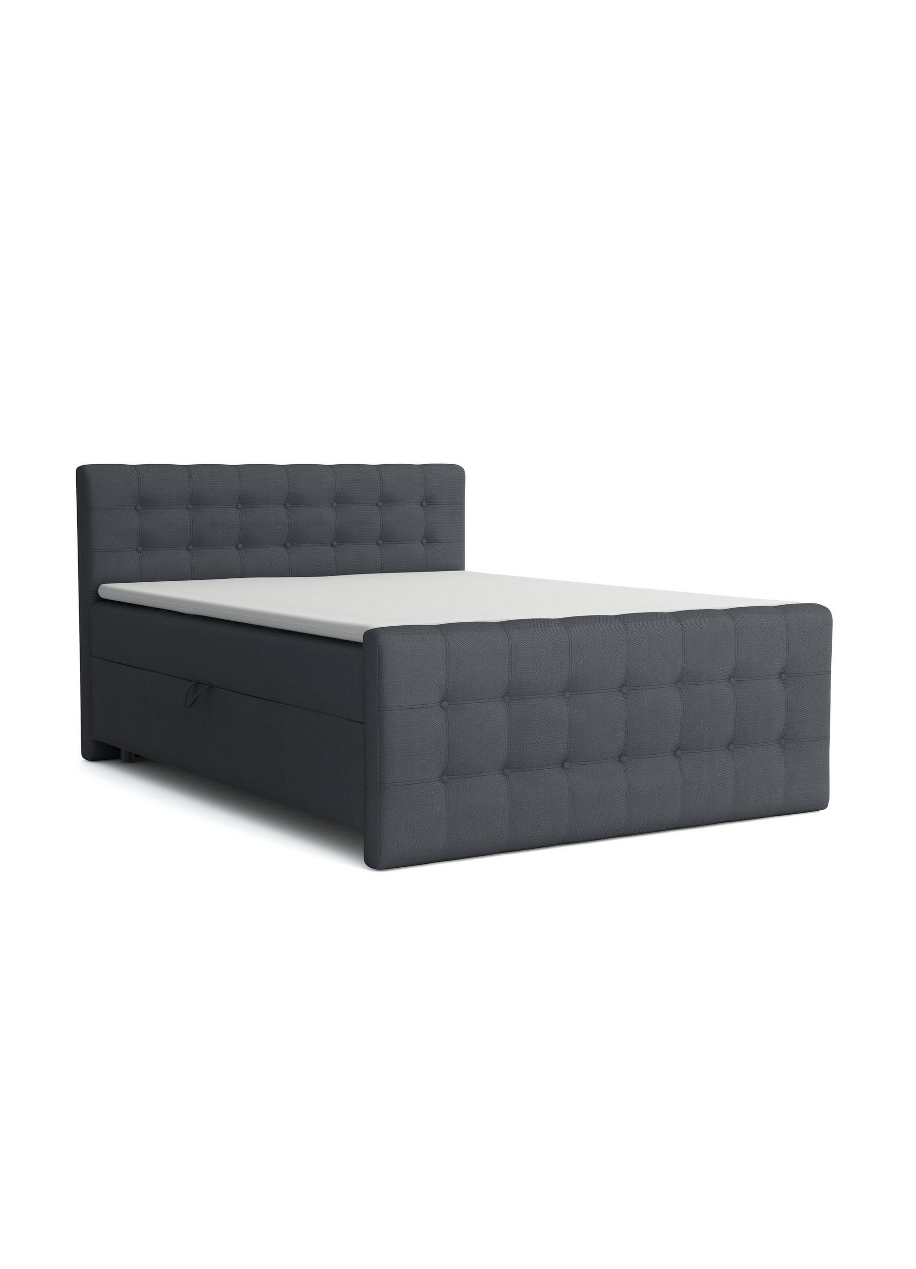 BOXBETT REEL 160/200 in Velours Dunkelgrau H4 - Dunkelgrau, Holz/Holzwerkstoff (160/200cm) - Deine Möbel 24