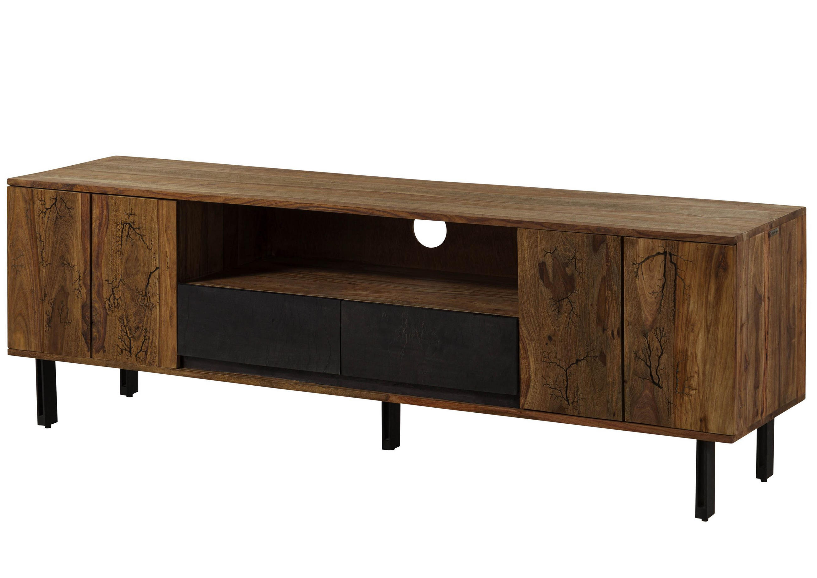 TV-BOARD Sheesham 185x45x60 natur unbehandelt LICHTENBERG #117 - Naturfarben, Holz (185/60/45cm) - Massivmoebel24