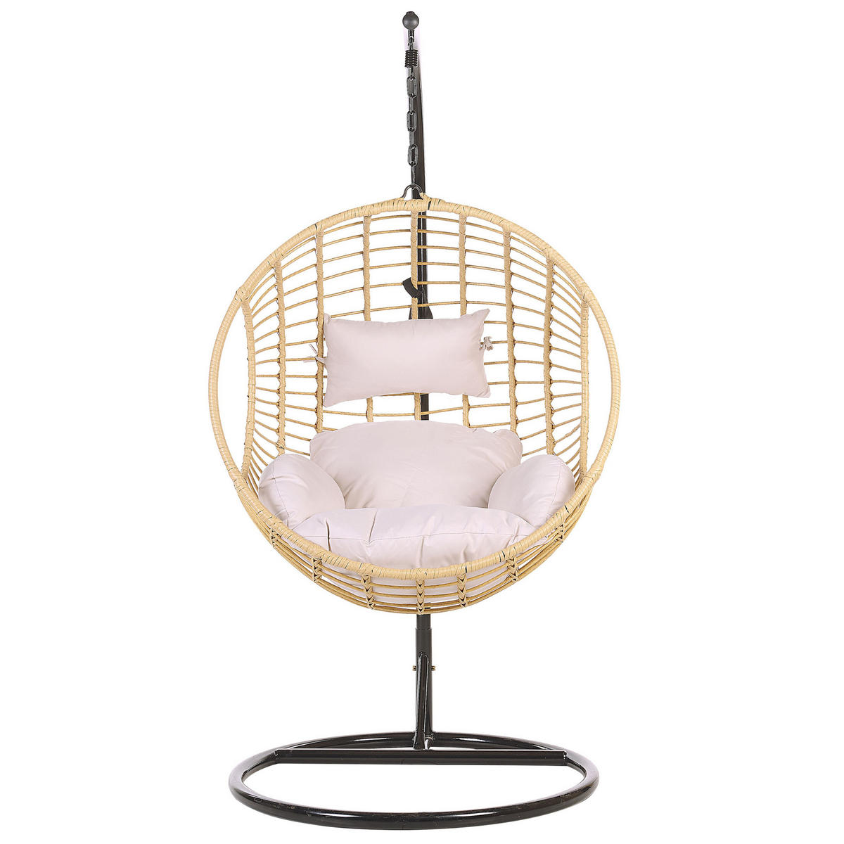 HÄNGESESSEL mit Gestell PE Rattan natürlich 97 cm Aspio - Beige, Kunststoff (99/199/97cm) - Beliani