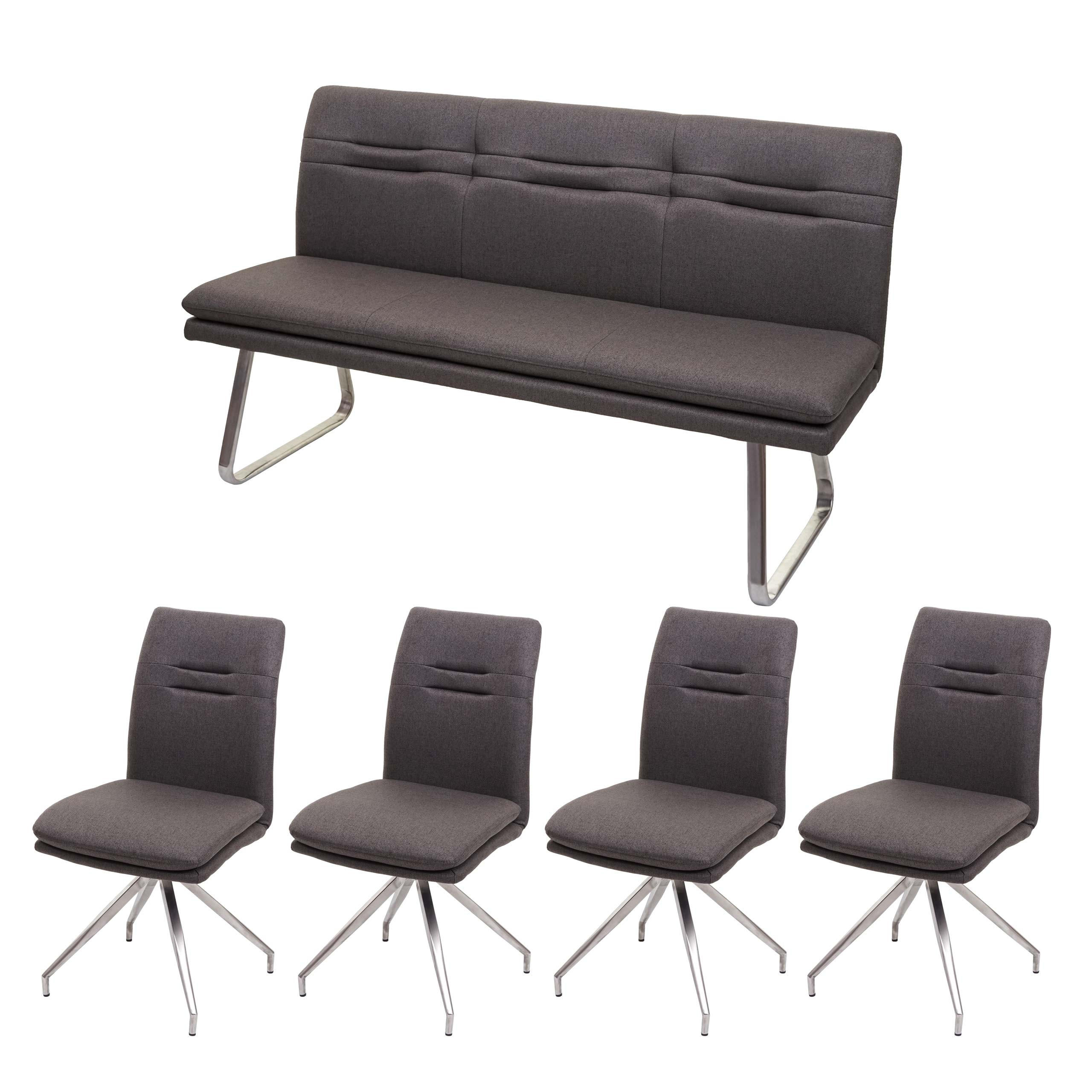 ESSZIMMER-SET Grau, Braun 5er-Set - Braun/Grau, Textil (160/90/60cm) - MCW