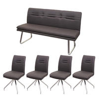 ESSZIMMER-SET Grau, Braun 5er-Set - Braun/Grau, Textil (160/90/60cm) - MCW