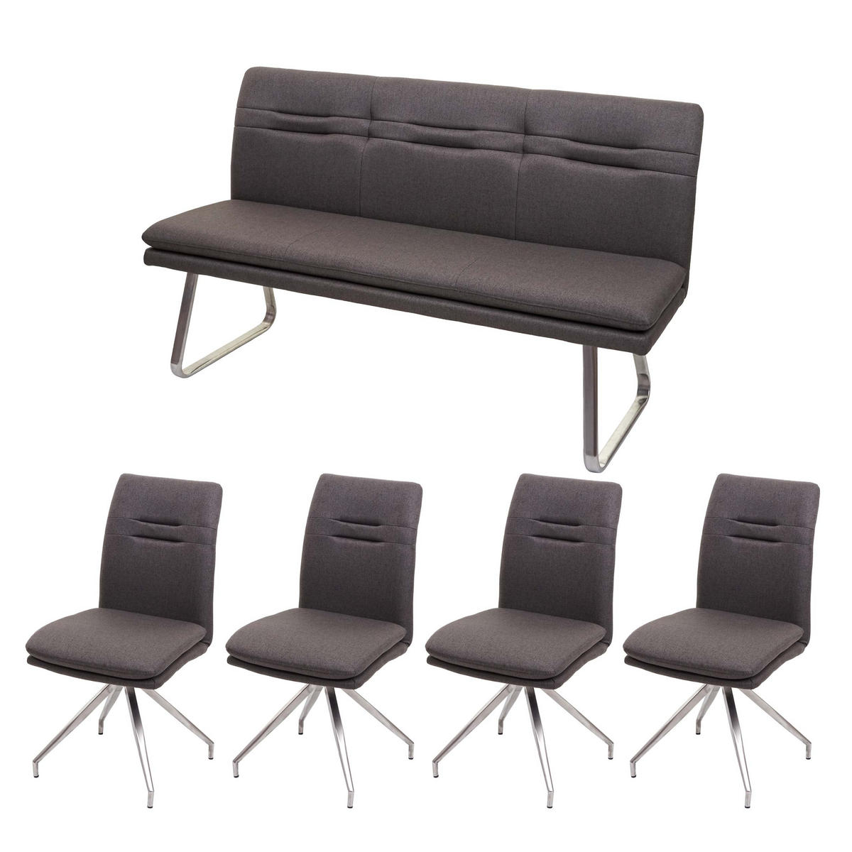 ESSZIMMER-SET Grau, Braun 5er-Set - Braun/Grau, Textil (160/90/60cm) - MCW