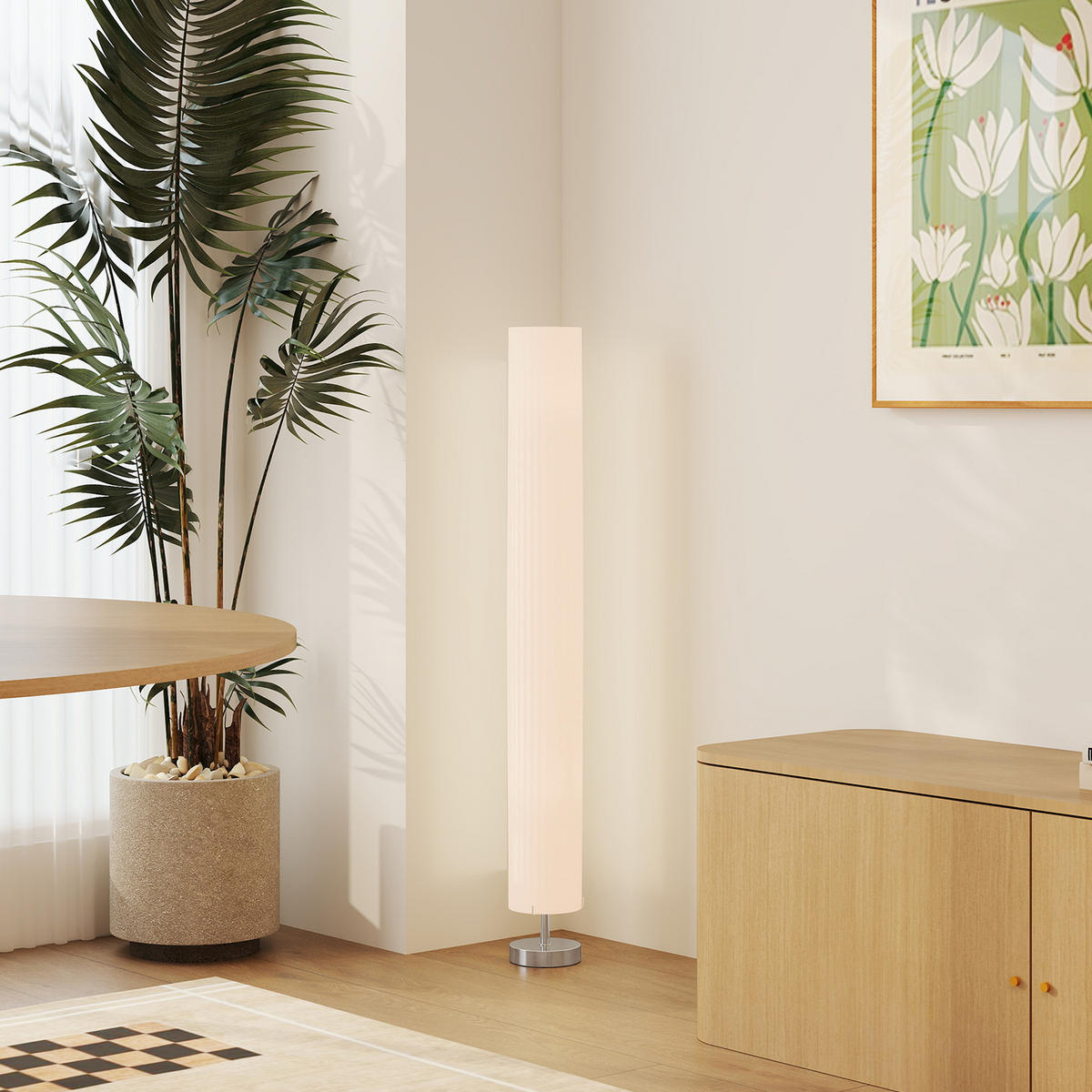 STEHLEUCHTE Edelstahl Polyester Weiß - Weiß, Metall (14/14/120cm) - HOMCOM