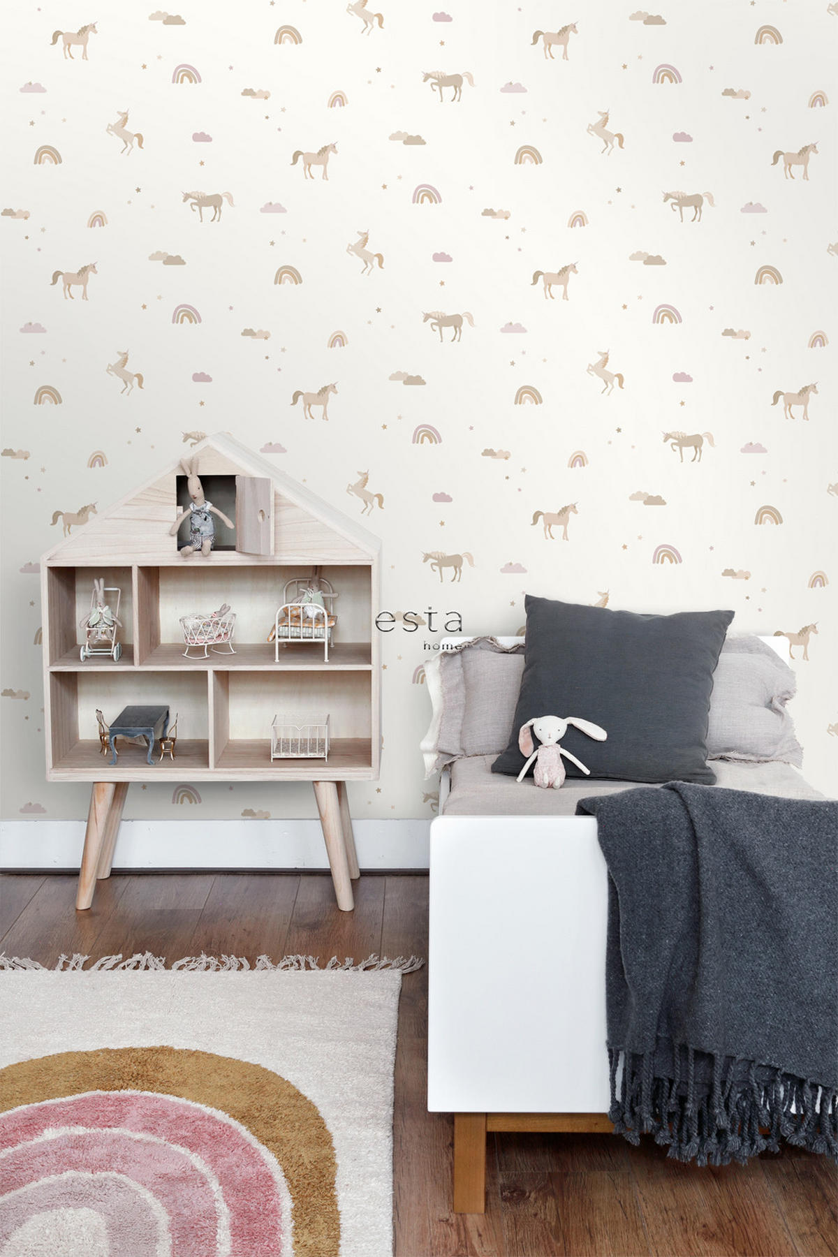 TAPETE Einhörner 50 x 900 cm - Beige, Papier (50/0.1cm) - ESTAhome
