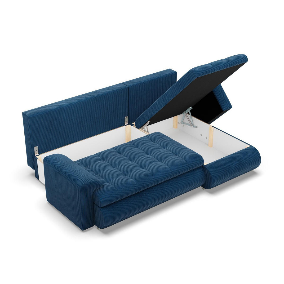 ECKSOFA RECHTS MIT SCHLAFFUNKTION FORESTA, Cord - Dunkelblau - Dunkelblau, Textil (230/159cm) - Mebligo