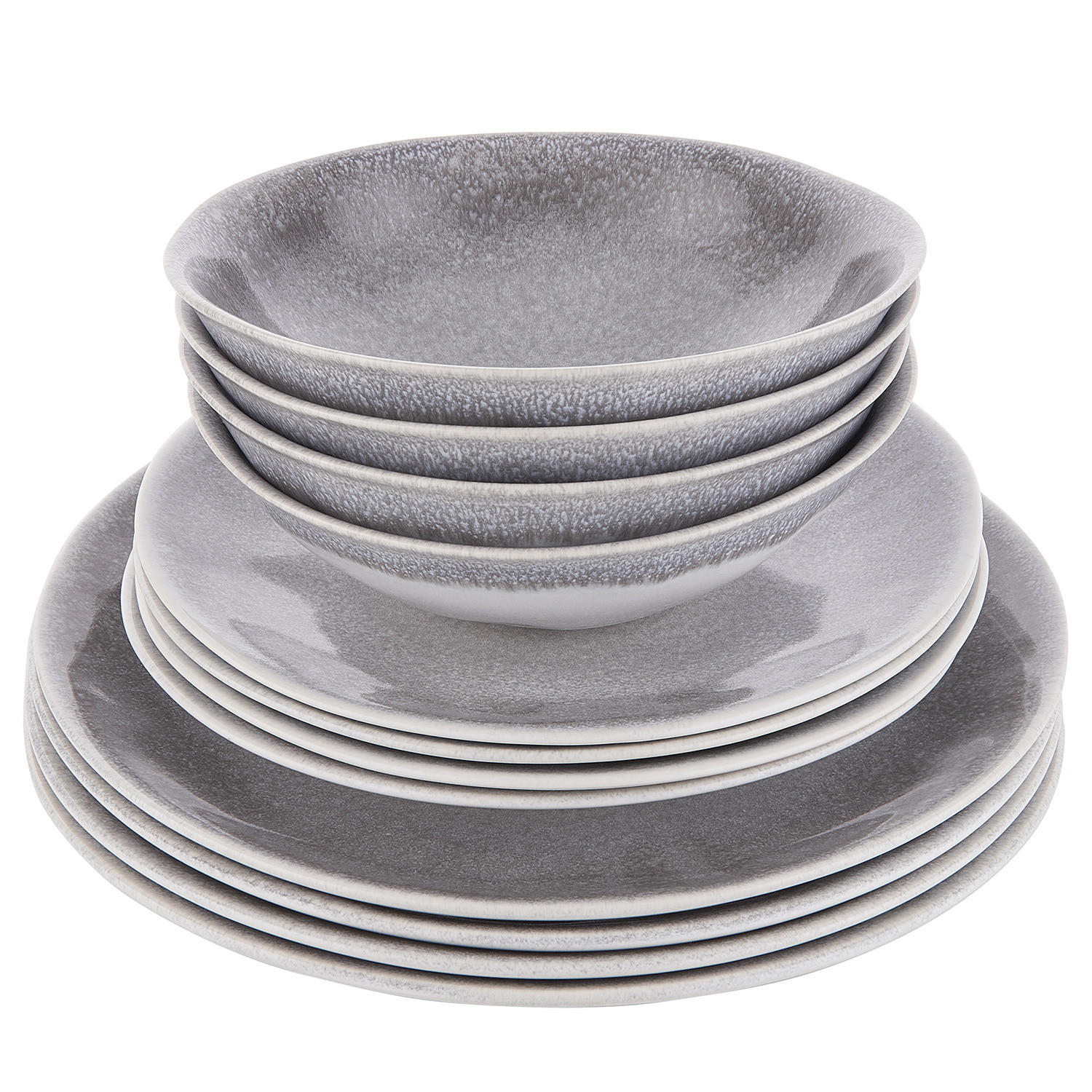 GESCHIRR-SET (12-teilig) Atlantis - Weiß/Grau, Keramik (28/3/28cm) - Butlers