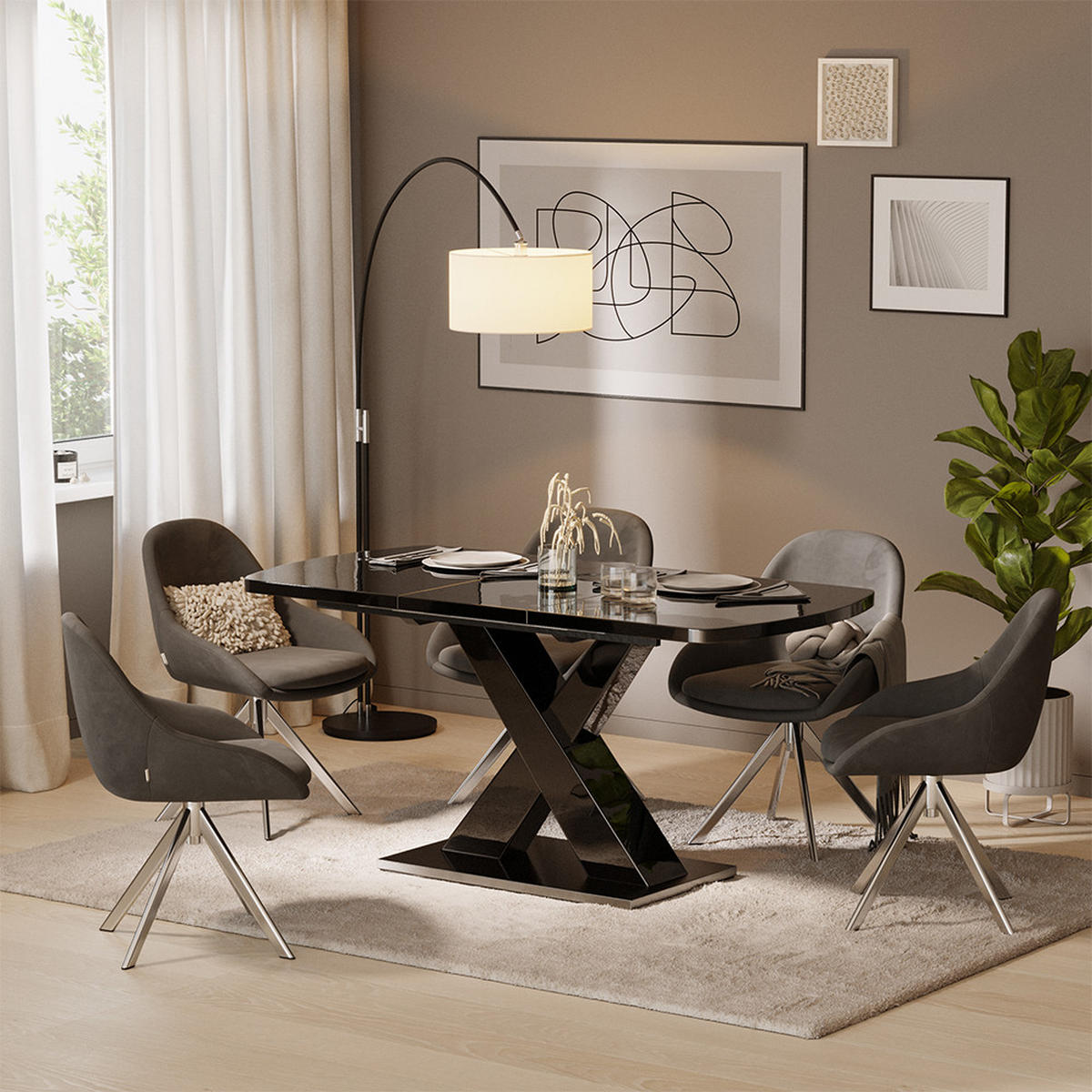 JEDÁLENSKÝ STÔL Chinto čierna 120 x 80 cm Rozšíriteľný - čierna, kompozitné drevo (80/120/76cm) - Vicco
