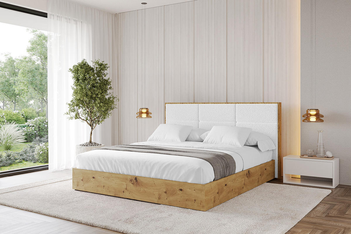 POLSTERBETT mit Bettkasten und Lattenrost, Bett mit Matratze H3/H4 - ENZO1 180x200 Weiß - Weiß, Holzwerkstoff/Textil (180/200cm) - ALTDECOR