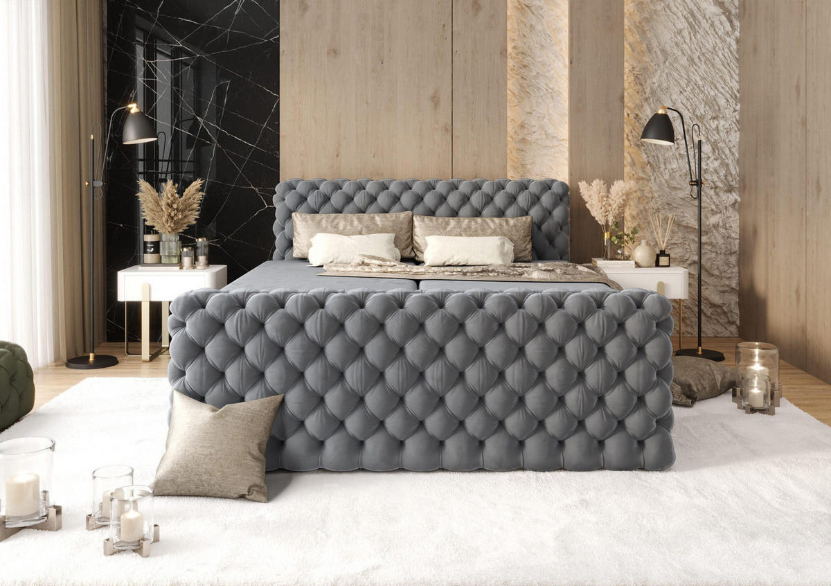 BOXBETT Figo IV Blau 180x200 cm - Blau, Textil (180/200cm) - B&B Home