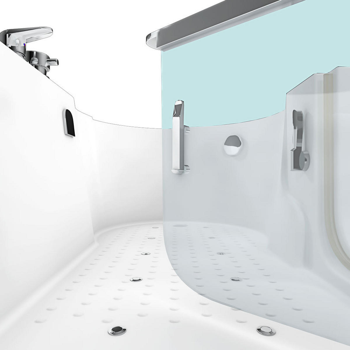 SENIORENWANNE mit Tür S12-EH-AIR-L - Weiß, Glas/Kunststoff (85/60/170cm) - AcquaVapore by Sandra Jentho