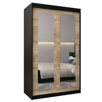 SCHWEBETÜRENSCHRANK 200/120/62 2-türig - Silberfarben/Schwarz, Holz/Kunststoff (120/200/62cm) - Abiks Möbel