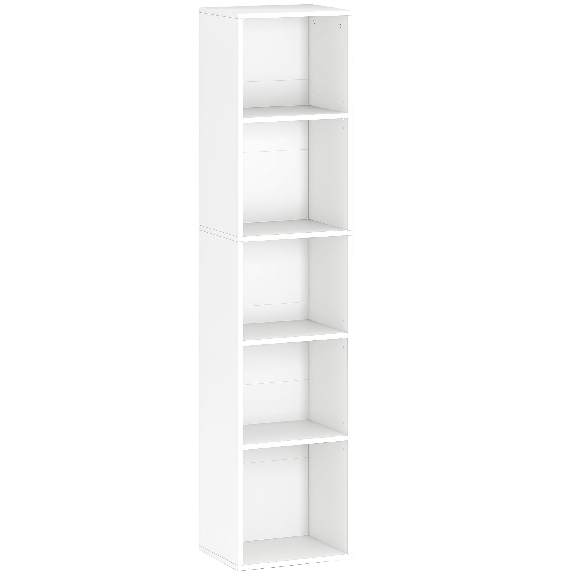 BÜCHERREGAL, Standregal mit 5 Ebenen, Verstellbare Ablage für Wohnzimmer - Weiß, Karton (24/133.5/30cm) - HOMCOM