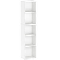 BÜCHERREGAL, Standregal mit 5 Ebenen, Verstellbare Ablage für Wohnzimmer - Weiß, Karton (24/133.5/30cm) - HOMCOM