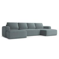 WOHNLANDSCHAFT Chenille Stoff Blau - Blau/Blaugrau, Kunststoff/Textil (333/91/160cm) - Makamii
