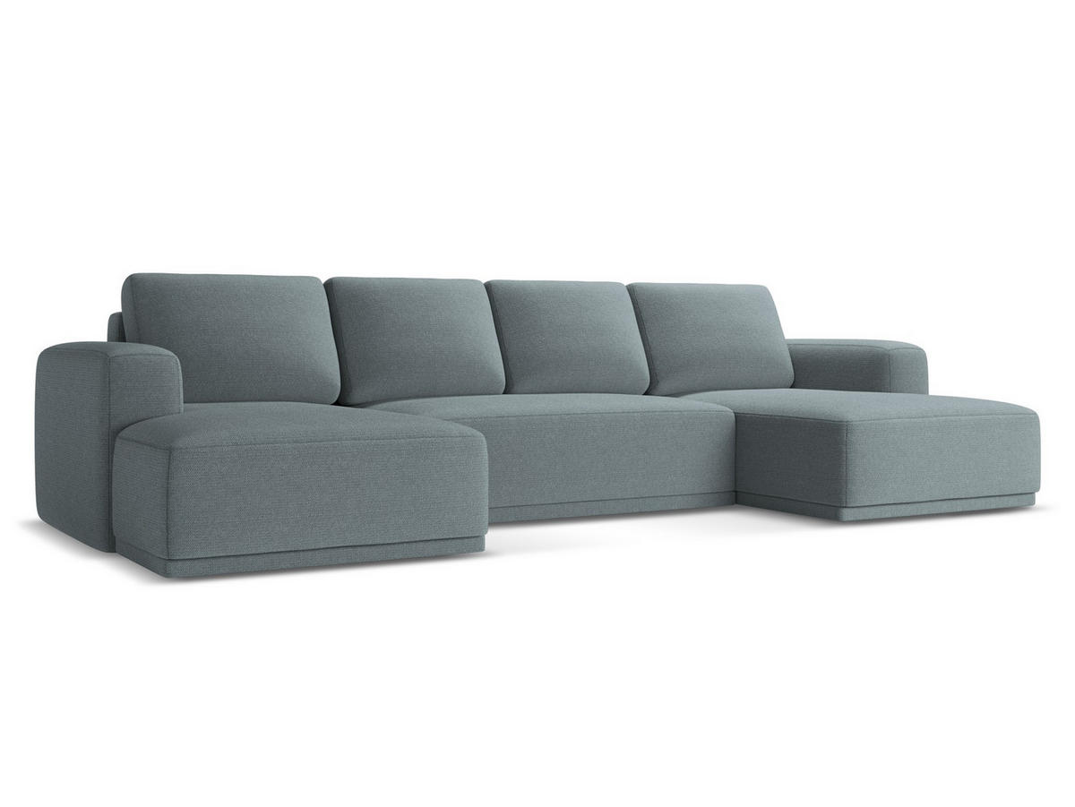 WOHNLANDSCHAFT Chenille Stoff Blau - Blau/Blaugrau, Kunststoff/Textil (333/91/160cm) - Makamii